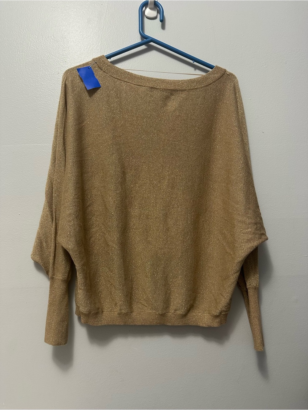 INC International Concepts Shimmery Gold Off-Shoulder Knit Sweater